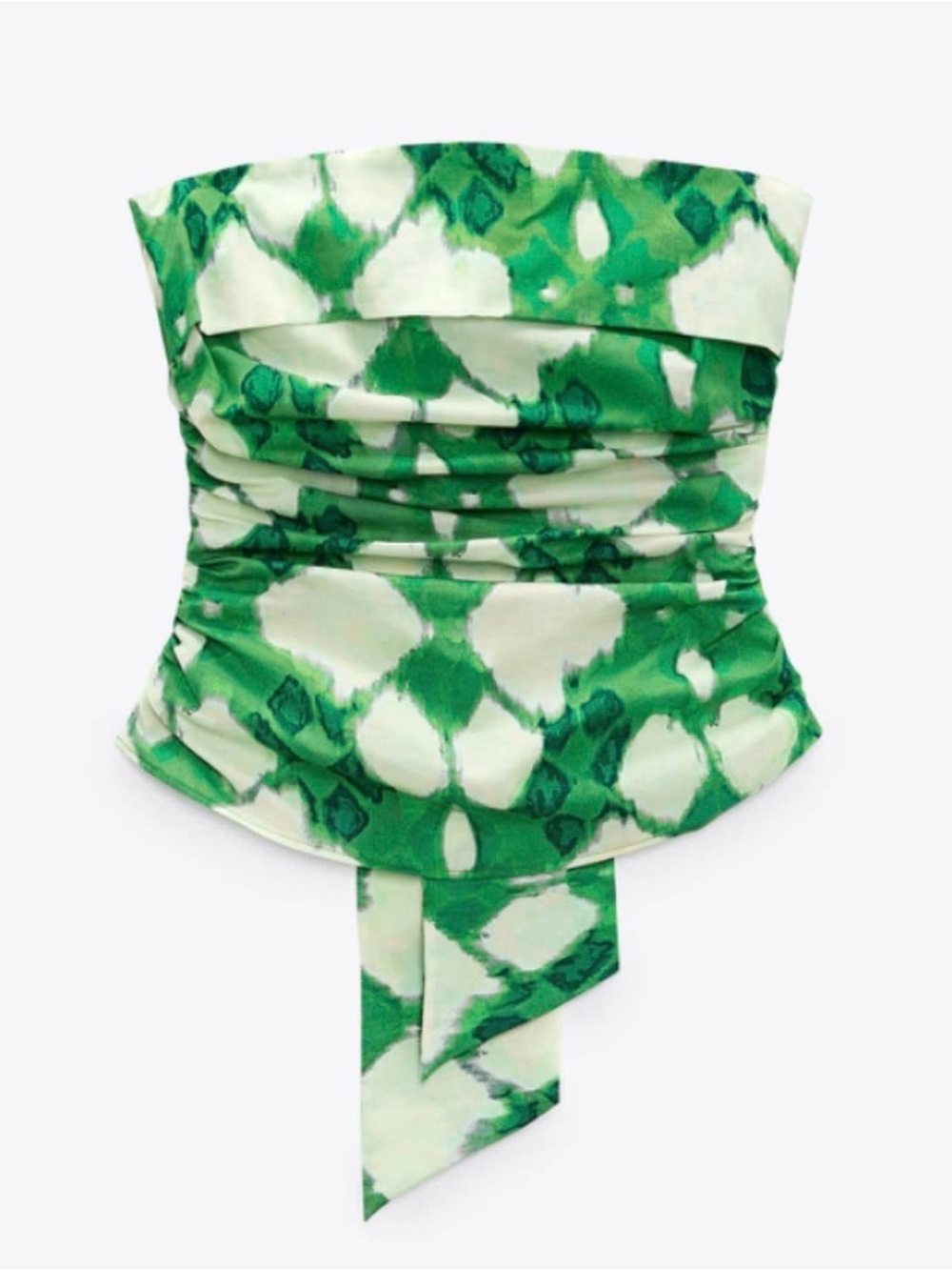 Zara Green Print Top With Knot Size XS
